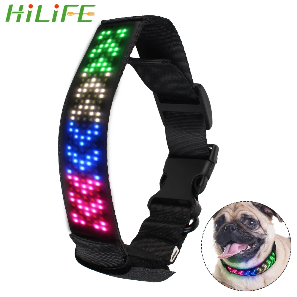 

Собачий ошейник HILIFE со светодиодным дисплеем, жгут для домашних животных, управление через приложение, светящийся, мигающий, для ночной без...