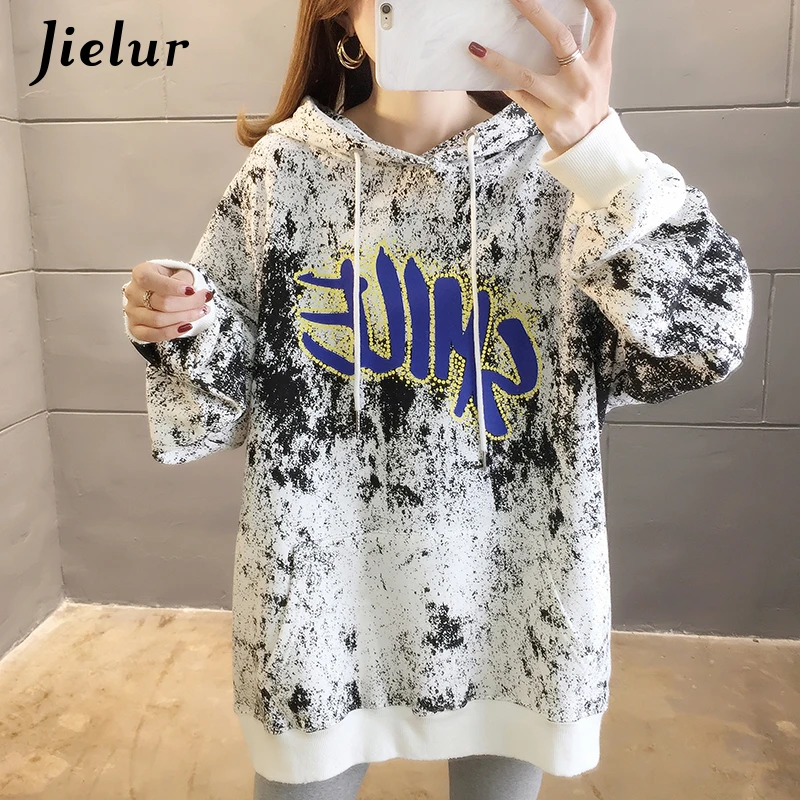 Толстовка с капюшоном Jielur осенняя зимняя свободная шикарная приталенная в