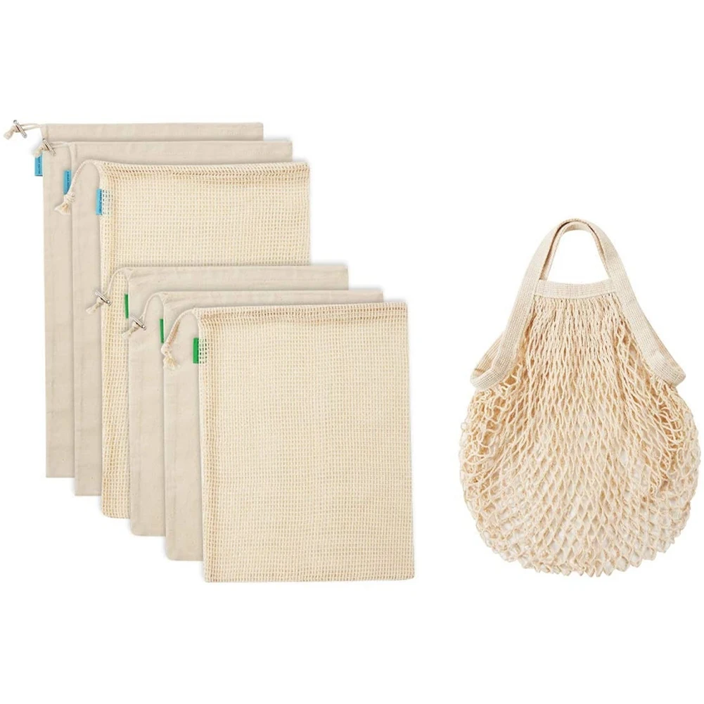

Reusable Produce Bags, Mesh Bags Cotton Grocery Bag for Shopping and Storage, ECO-Friendly Muslin Bags (7 Pack 3 Types)