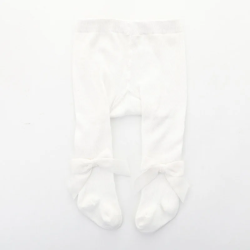 0-1Y style 1 white Милые колготки для маленьких девочек с бантом; мягкие хлопковые вязаные колготки для новорожденных; Зимние гетры; детские колготки; чулки; meisje - Цвет: 0-1Y style 1 white