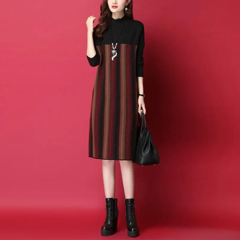 

loose inner base sweater skirtSpring and Autumn new women's temperament knitted dress with
