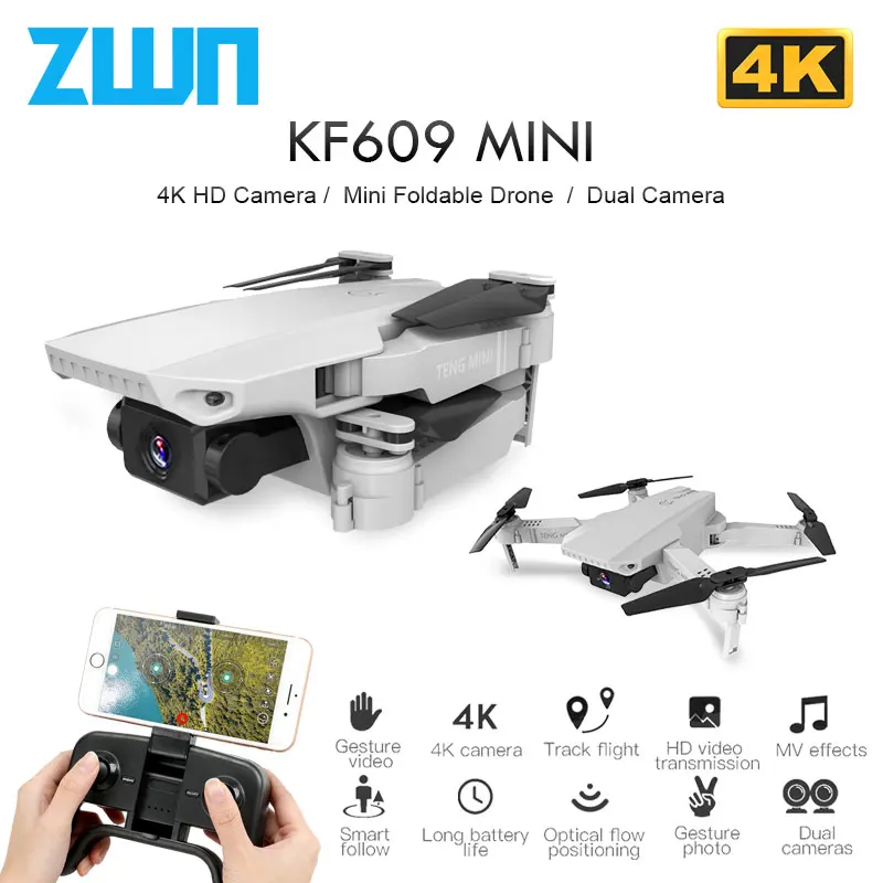 Дрон ZWN KF609 HD 4k Wi-Fi передача видео в режиме реального времени fpv двойная камера с