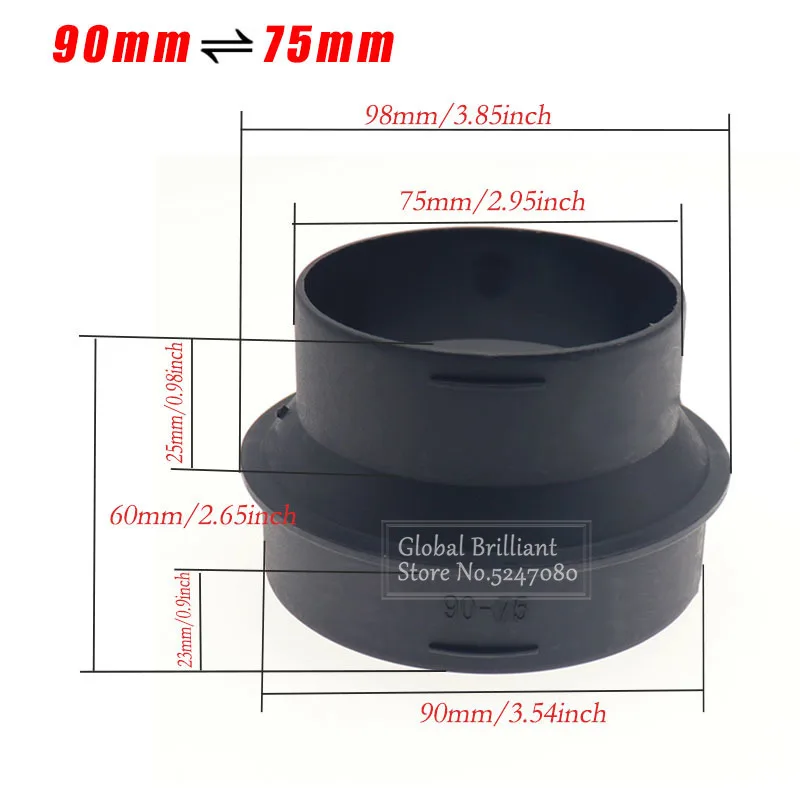 

75 мм до 90 мм Автомобильный парковочный нагреватель, канальный редуктор, переходник для труб, конвертер, соединительный воздуховод, Дизельны...