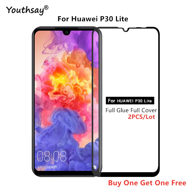 2 шт. защита для экрана Huawei P30 Lite полное покрытие от клея Защитное стекло пленка |