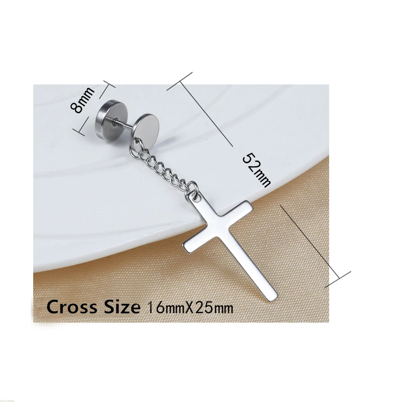 

Punk Gothic Stainless Steel Stud Earring Cross Round Fake Ear Taper Dumbbell Fashion Women Men Rock Jewelry