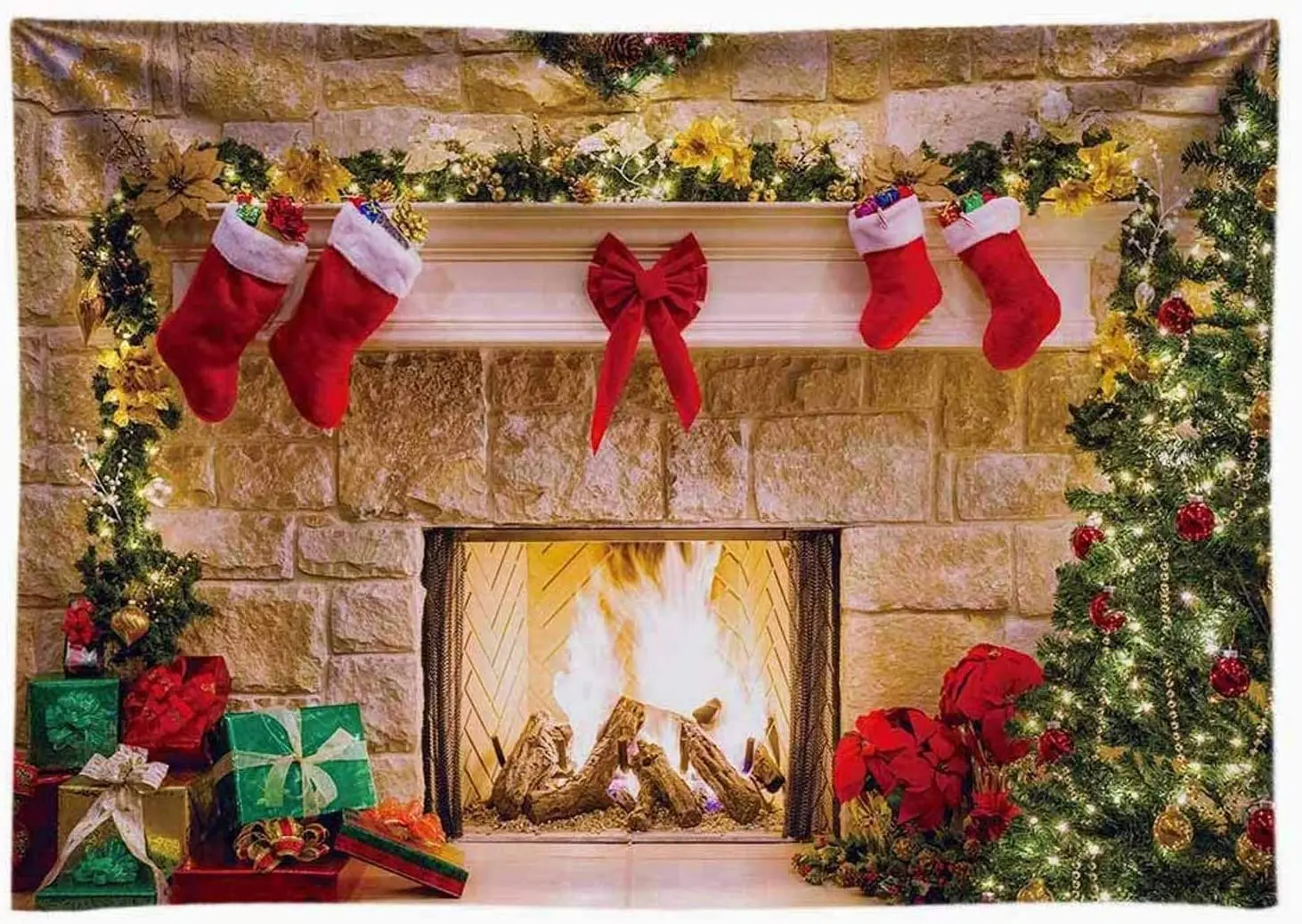 

Рождественский камин фон интерьер Винтаж Рождественская елка фотография Фон портрет фотобудка вечеринка украшения для баннеров