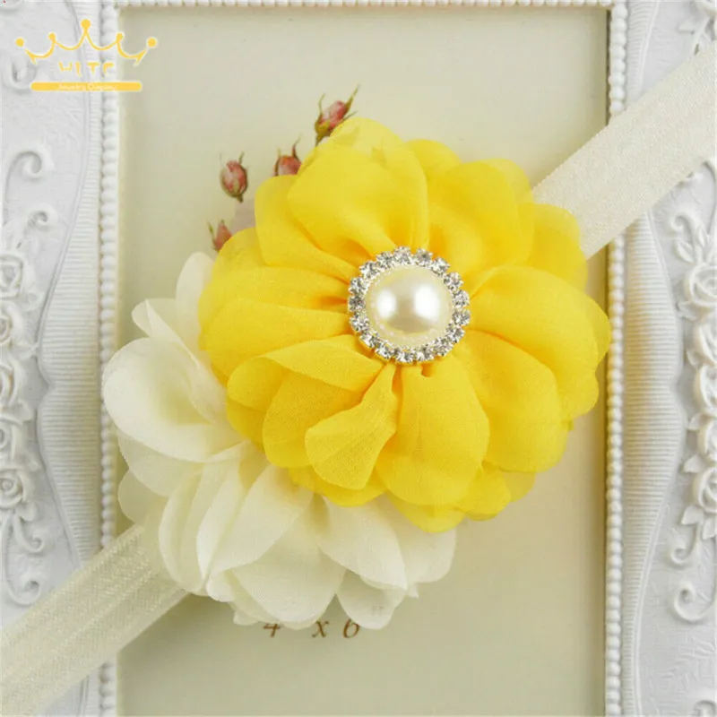 

10 Pieces/batch Satin Rose Stretch Head Band Chiffon Flower Hair Ornament Lovely Head Band Kawaii Accessories