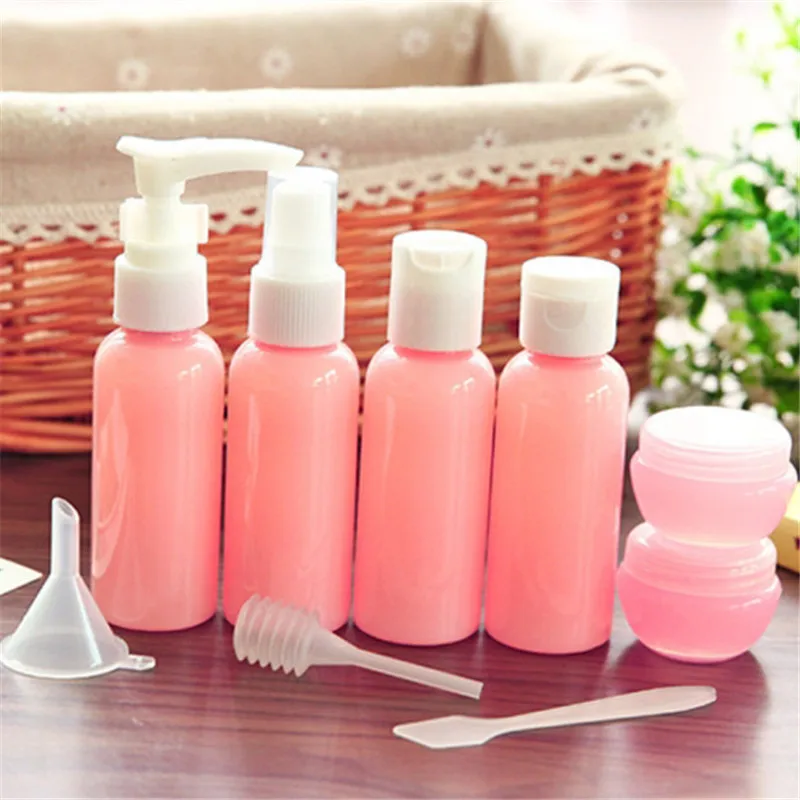 

9Pcs/Set Portable Travel Refillable Bottles Empty Cosmetic Bottles Plastic Pressing Vaporizer Makeup Tools For Travel