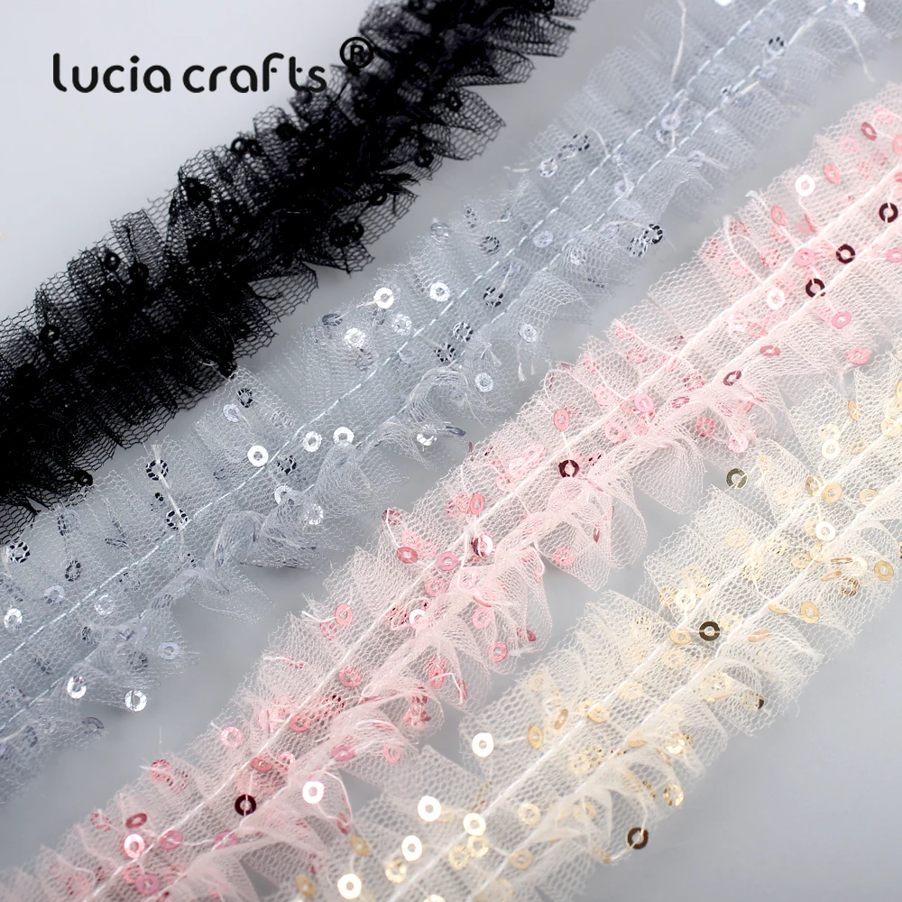 27 мм блестки Тюль Кружева отделка полиэстер Швейные принадлежности &quotсделай