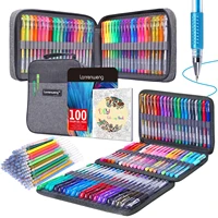 200 pcs gel pens set 100 colored gel pen with 100 refills fine tip glitter gel pens with canvas bag kids adults coloring books