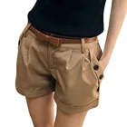 Джинсы женские модные однотонные в английском стиле, повседневные летние шорты со средней талией, штаны на пуговицах для женщин, 2021