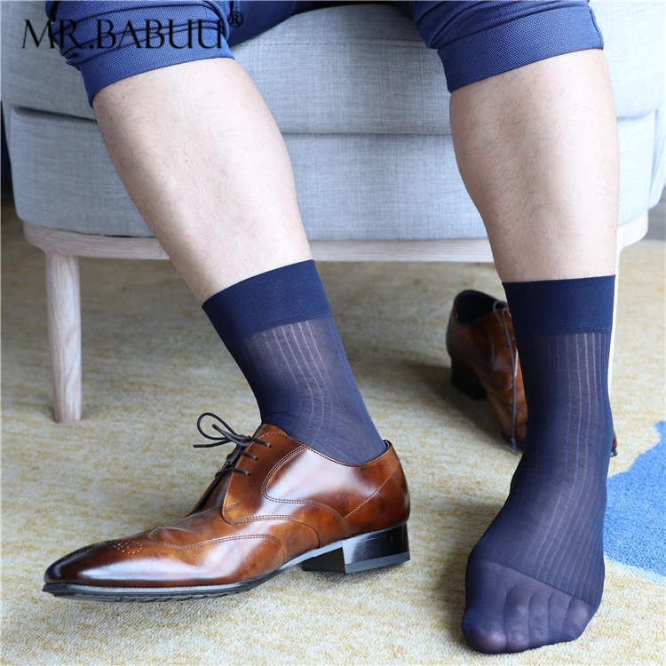 

4Pair/lot 3 color sexy men's summer nylon transparent silk socks ultra thin ice silk business socks