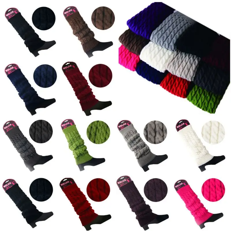 Женские зимние вязаные крючком Теплые носки высокий коленный сапог сутулящие