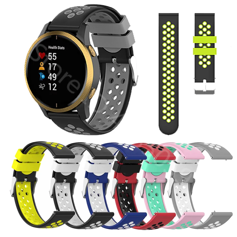 

20mm Smart Watch Double Color Strap For Garmin Venu SQ/Amazfit Bip U/Bip lite Sport Silicone Watch Replace Band Wristband Correa