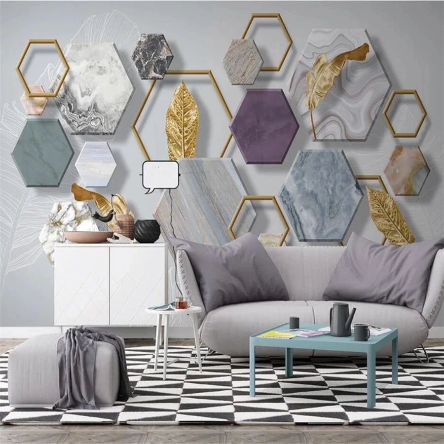 Самоклеящиеся фотообои на заказ в скандинавском стиле с геометрическими