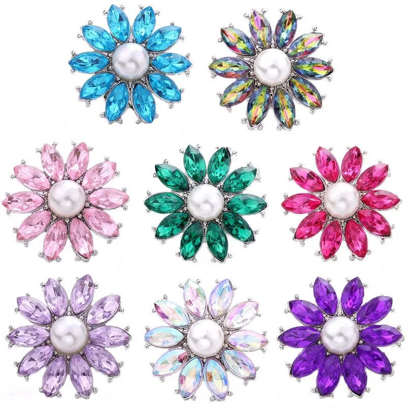 

2020 New Snap Jewelry 5pcs/lot Mixed flower 18mm Metal Snap Buttons Snap Button Jewelry DIY fit 18mm Snap Button bracelets