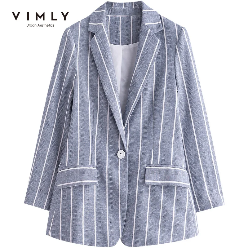 Vimly весенние полосатые блейзеры для женщин модные пиджаки с отложным воротником