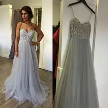 Long Prom Dresses Bling Bling Major Beading Crystal Sleeveless Spaghetti Straps Evening Gowns Silver Tulle Dress trendyol (2)