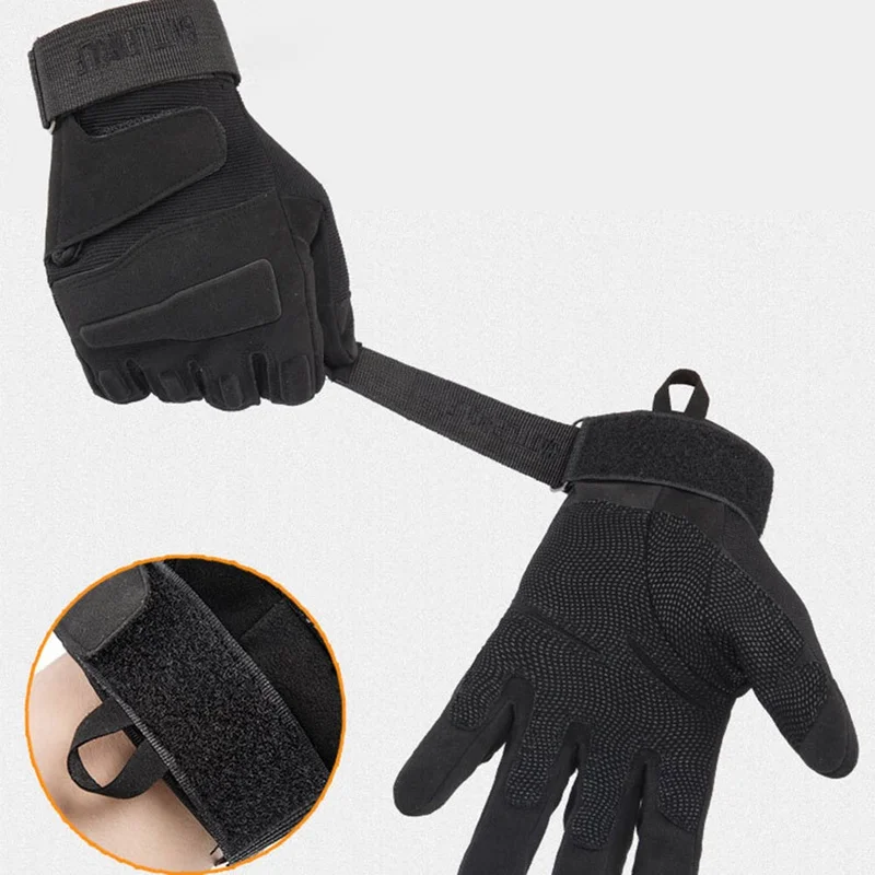 

1 Pair Of Microfiber Tactical Gloves Full Finger Motorcycle Riding Gloves Black/sand