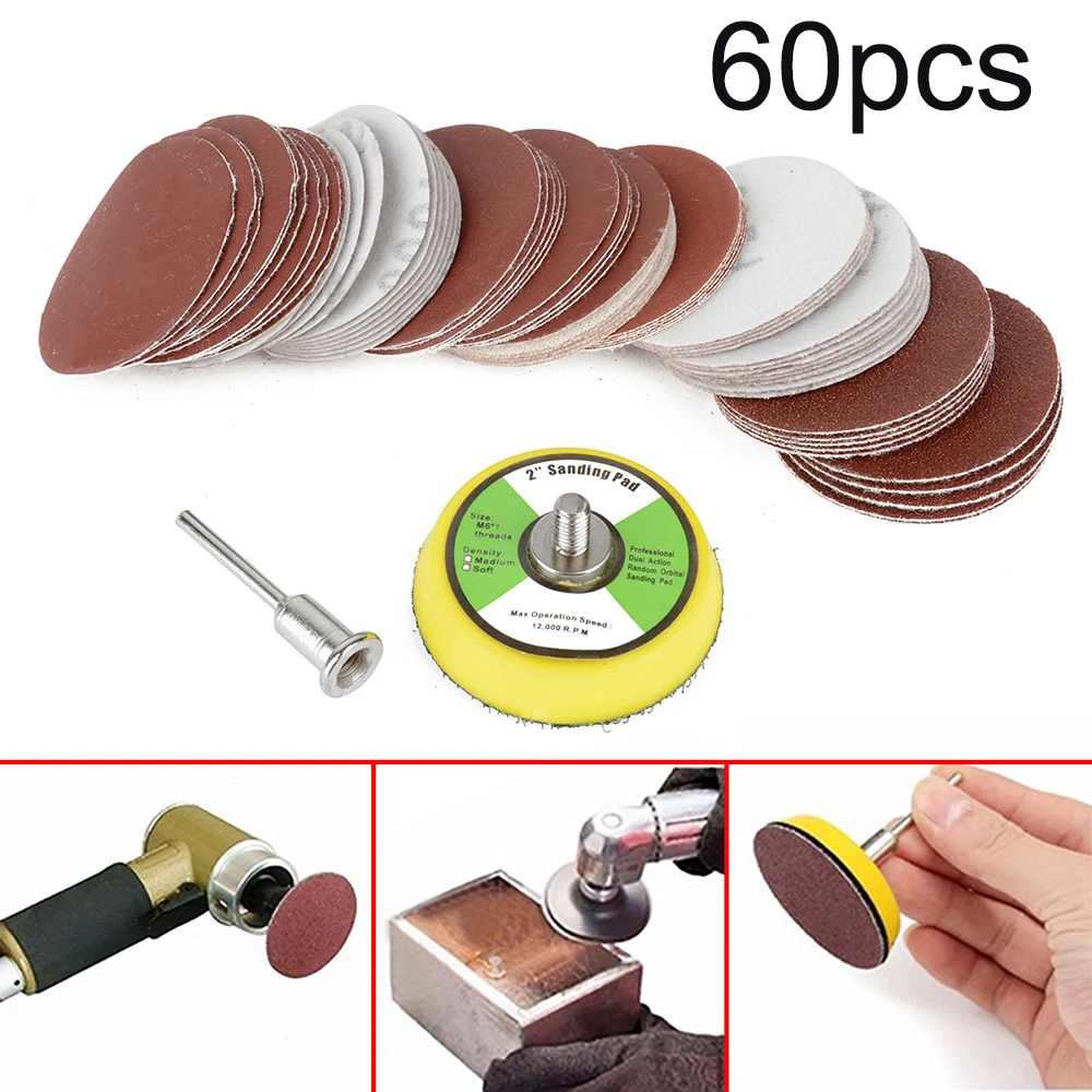 

Power Tool Sanding Discs Parts 60Pcs Set Kit Round Hook and Loop Alumina
