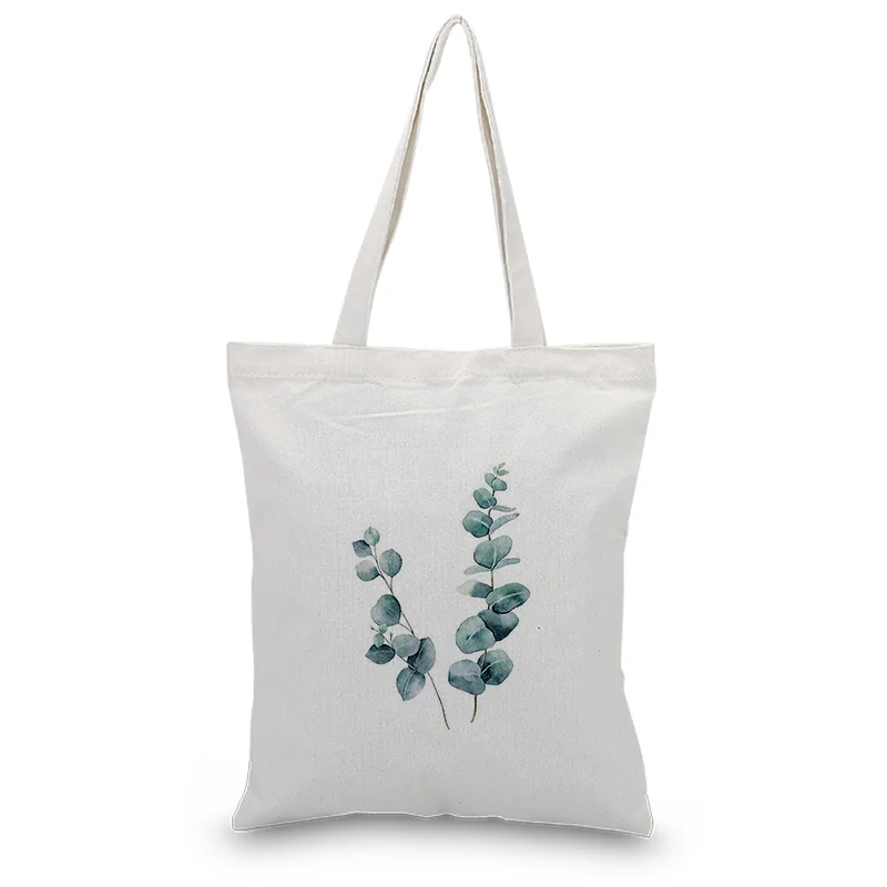 Сумки холщовые сумки через плечо Зеленые растения Шаблон Печать логотипа