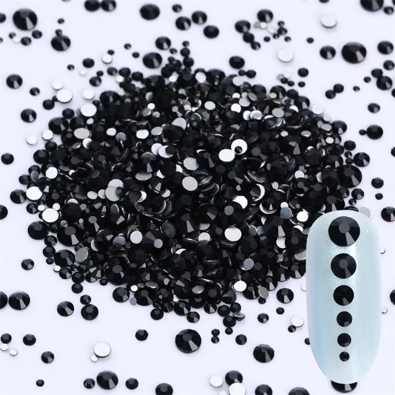1440Pcs 3D Nail Art Стразы красочный ноготь маникюрный-разные размеры шпильки Маникюр круглый плоский низ блестящие камни для ногтей прозрачное украшение для ногтей - Цвет: 1440Pcs