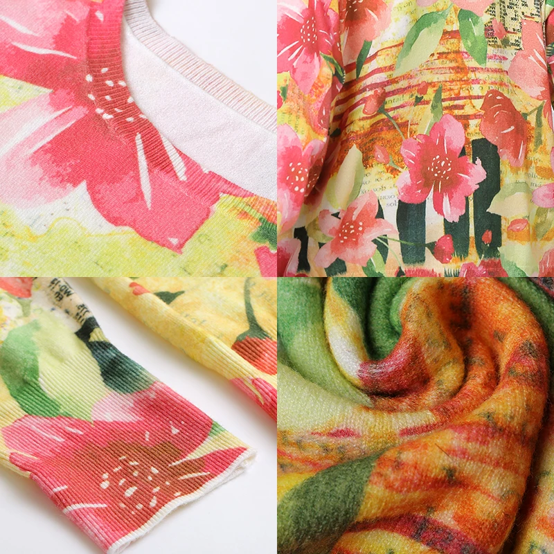 Свитер женский Зимний вязаный с цветочным принтом большого размера d плюс |