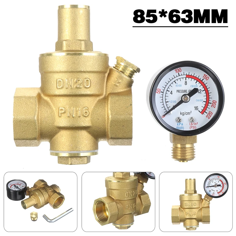 Adjustable Water Reducing Valve With Gauge DN20 3/4 inch Bra