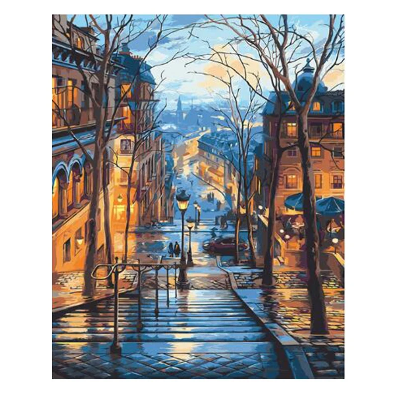 Новая городская картина Diy цифровая по номерам Европа на стену для дома холст
