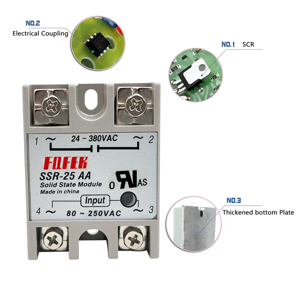 

Home Electric Supplies SSR -10DA/25DA/ 40DA DC Control AC SSR White Shell Single Phase Solid State Relay State Relay Module