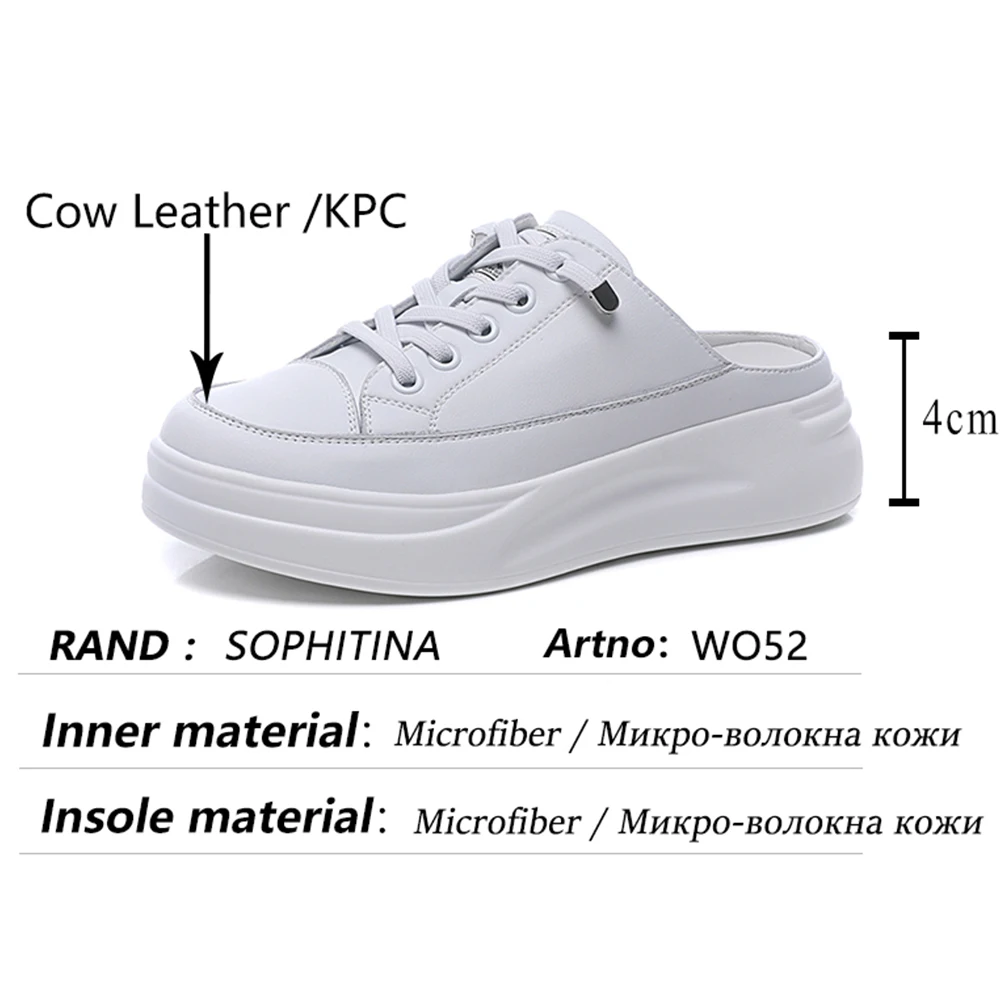 

SOPHITINA Casual Women Chunky Shoes Slipper Flat Platform Leather Shoes Patchwork Lace Comfort All-Match Commute Lady Flats WO52