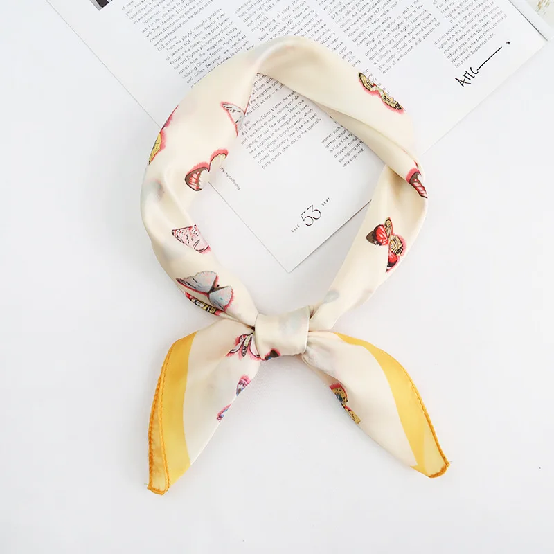 

58*58cm New Spring And Summer Leopard Print Rose Color Satin Square Pure And Fresh Fashion Scarf For Women