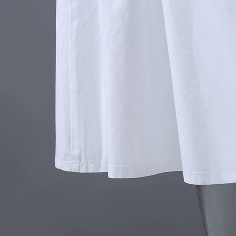 

CHICEVER Casual White Skirt For Women High Waist Loose Ruched Oversized Bandage Solid A Line Dresses Female 2021 Spring Clothing