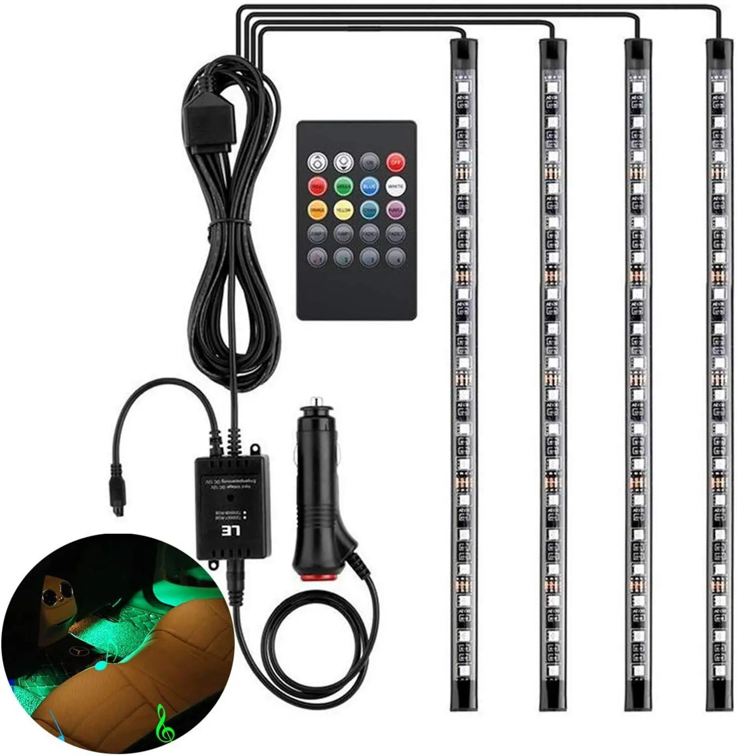 Авто Interni 4 шт 48 LED пульт дистанционного управления звуковая Зажигалка цветная RGB