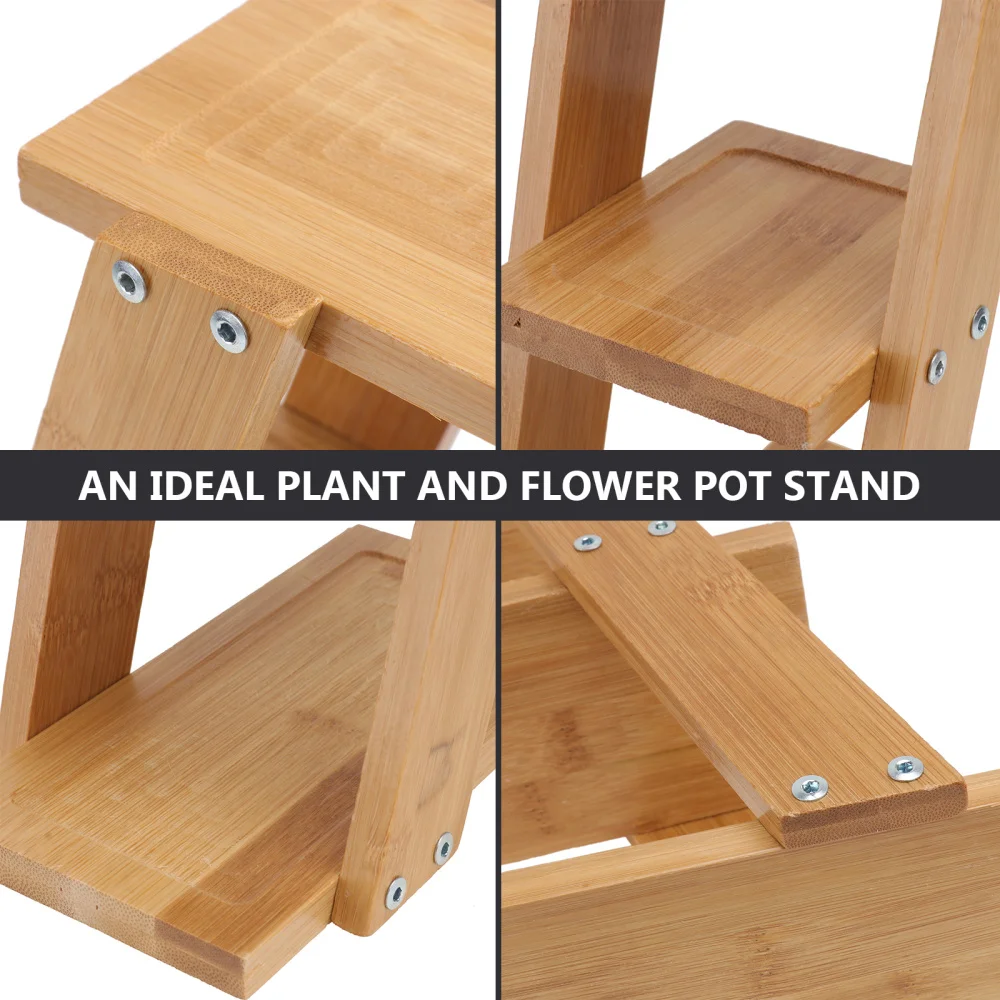 

1pc Balcony Flowerpot Shelf Multilayer Flower Shelf for Home (Light Brown)