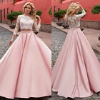 Кружевное и розовое атласное свадебное платье из двух предметов с рукавом 34