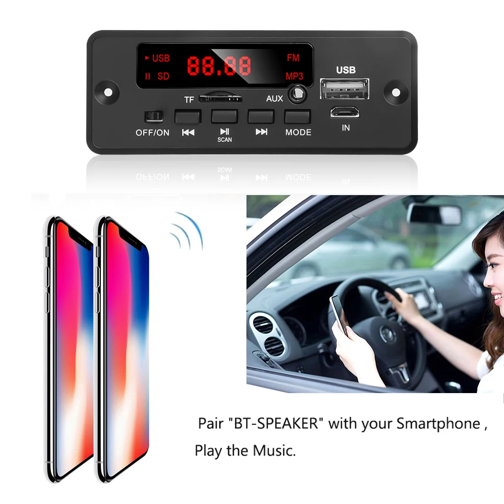 KEBIDU DC12V 2x25W усилитель MP3 декодер плата Bluetooth V5.0 Автомобильный MP3-плеер USB
