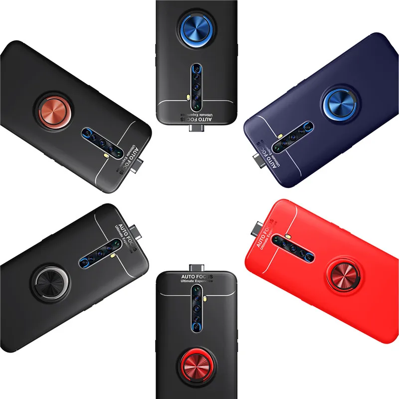 For Realme X2 Pro Case Soft TPU Silicone Metal Finger Ring Matte Back Cover OPPO Shockproof funda | Мобильные телефоны и