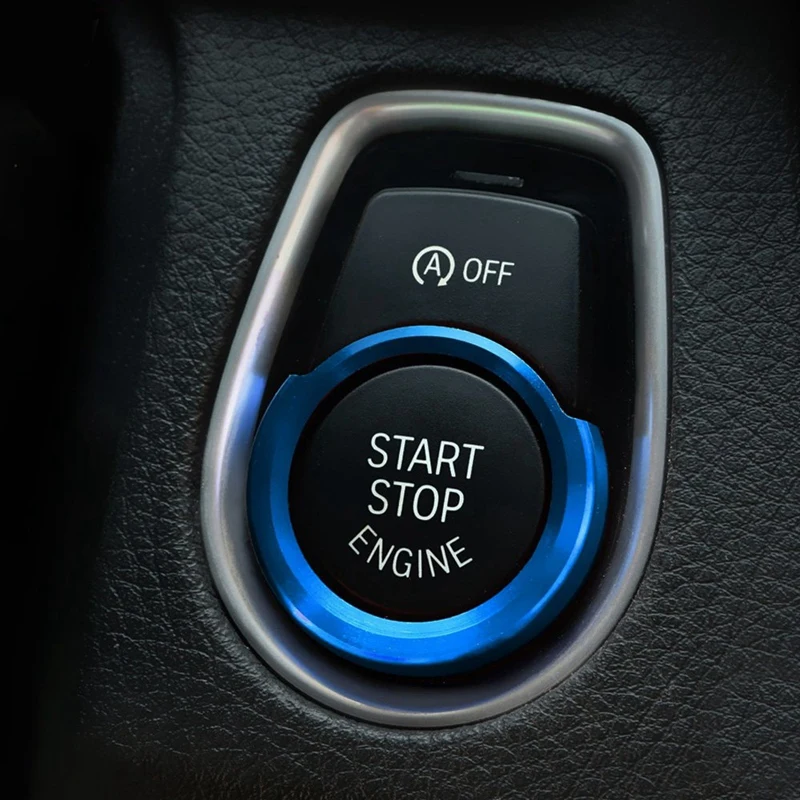 Набор из анодированного синий Алюминий без ключа кнопка запуска двигателя для BMW