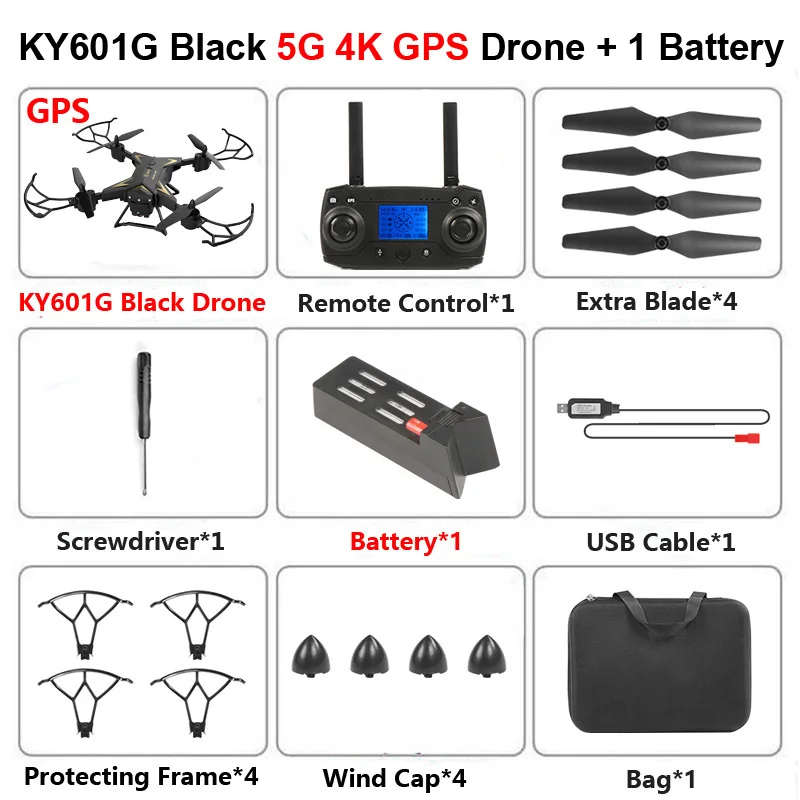 KY601G KY601S Профессиональный Дрон с камерой 4K HD 5G WiFi gps FPV дистанционное управление расстояние 2 км RC Квадрокоптер вертолет детские игрушки - Цвет: KY601G 4K B 1B