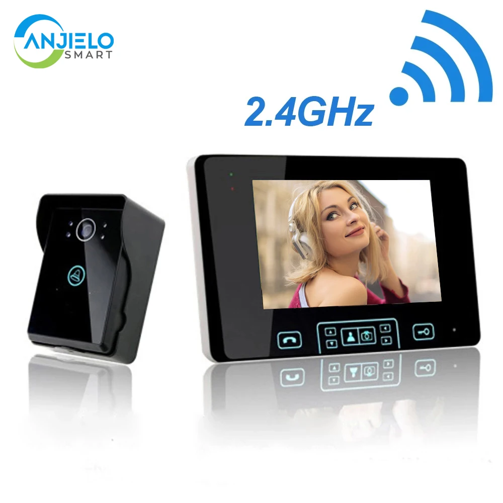 

Цифровой беспроводной видеодомофон 2,4 ГГц, беспроводной видеодомофон для дома, беспроводной дверной звонок с камерой, домофон для квартиры