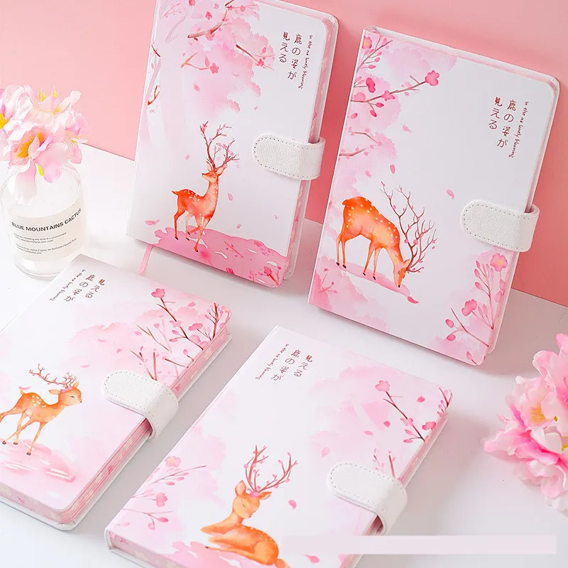 Kawaii Journal A5 блокнот с оленем сетка пустой рисунок ежедневный Еженедельный розовый