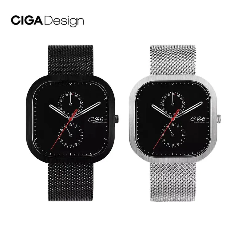 Дизайнерские простые кварцевые часы CIGA серии P квадратные модные мужские