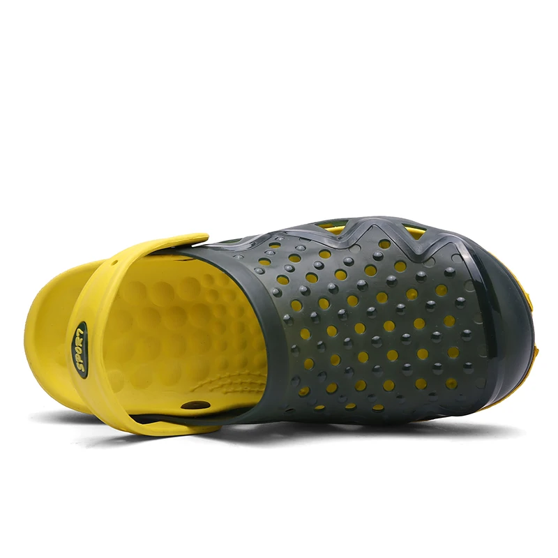 Мужские сандалии желе без застежки дышащие шлепанцы на плоской подошве пляжные