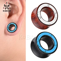 kubooz latest design fashion wood blue white stone ear tunnels expanders piercing body jewelry ear gauges stretchers 8 25mm
