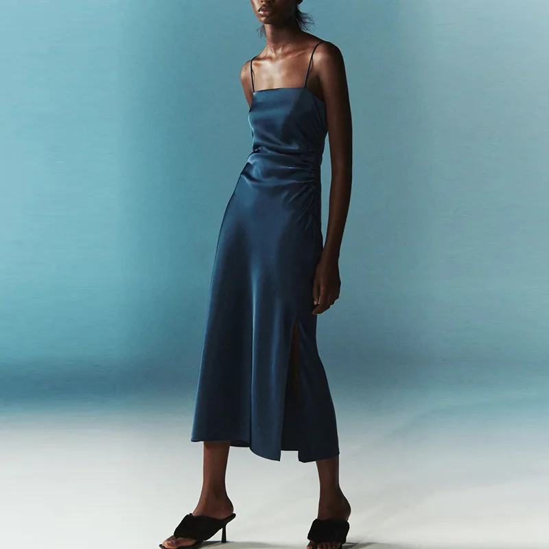 

Сексуальное атласное платье на бретельках, женская одежда для сна без рукавов, женское платье на молнии