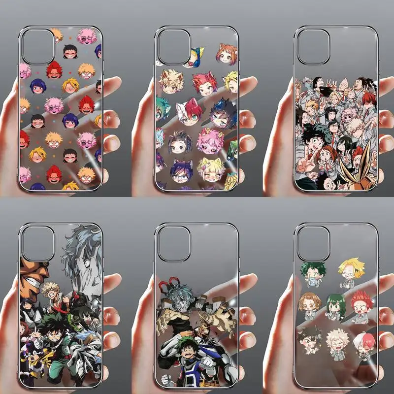 

anime cute Hero Academia Phone Case Transparent for iPhone Samsung 11 12 6 7 8 9 30 Pro X Max XR Plus lite