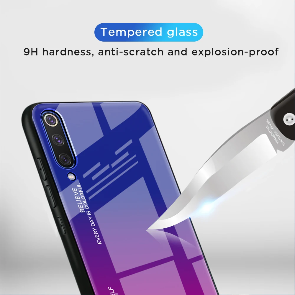Чехол из закаленного стекла для Xiaomi Mi A3 Lite 9T RedMi 7A Note 7 8 K20 Pro цветной градиентный глянцевый чехол для Xiaomi RedMi Note 8