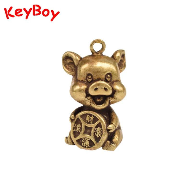 Античная латунная Подвеска со свиньей для брелока металлическая медная с