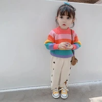 baby Girls autumn winter sweaters new childrens baby kids girls causal rainbow sweaters fashion knitted tops P5053